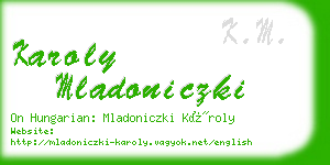 karoly mladoniczki business card